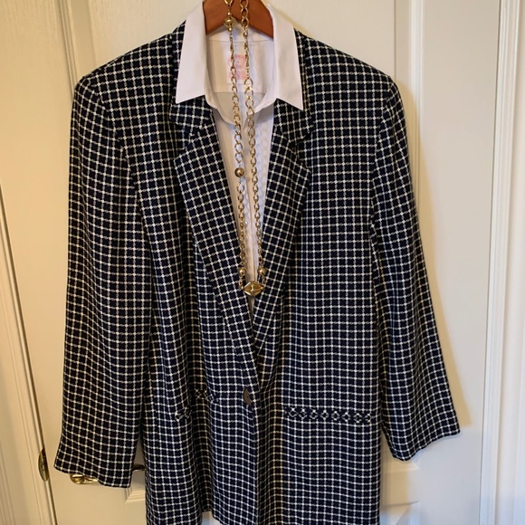 Single Breasted Black and White Checkered Jacket - size 6 - Picture 1 of 10